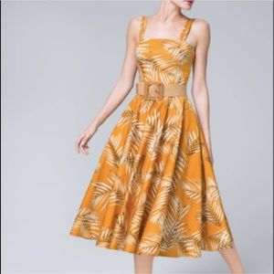 Palm-Print Midi Dress White House Black Market